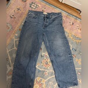 Madewell the Darted Barrel Leg Blue Jeans